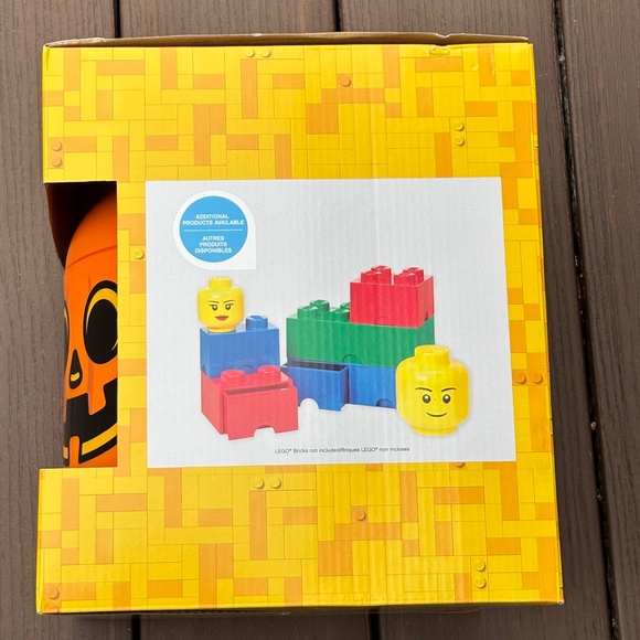Lego Pumpkin Head LARGE Storage Container Toy Organization Bin Stackable Orange - Picture 5 of 7